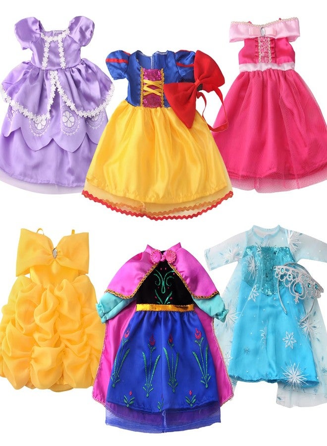 18INDC 6 Sets Princess Dresses for 18 Inch Dolls, 18 Inch Doll Clothes Accessories Elegant Ball Gown Outfits with 1 Crow & 1 Bow Hairband | Fits Most 18” Fashion Dolls - Image 2